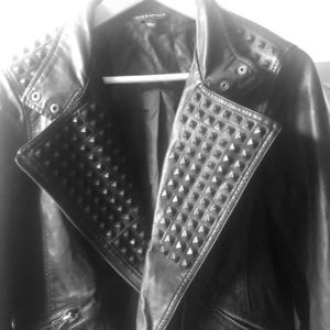 Ladies black vegan moto style jacket